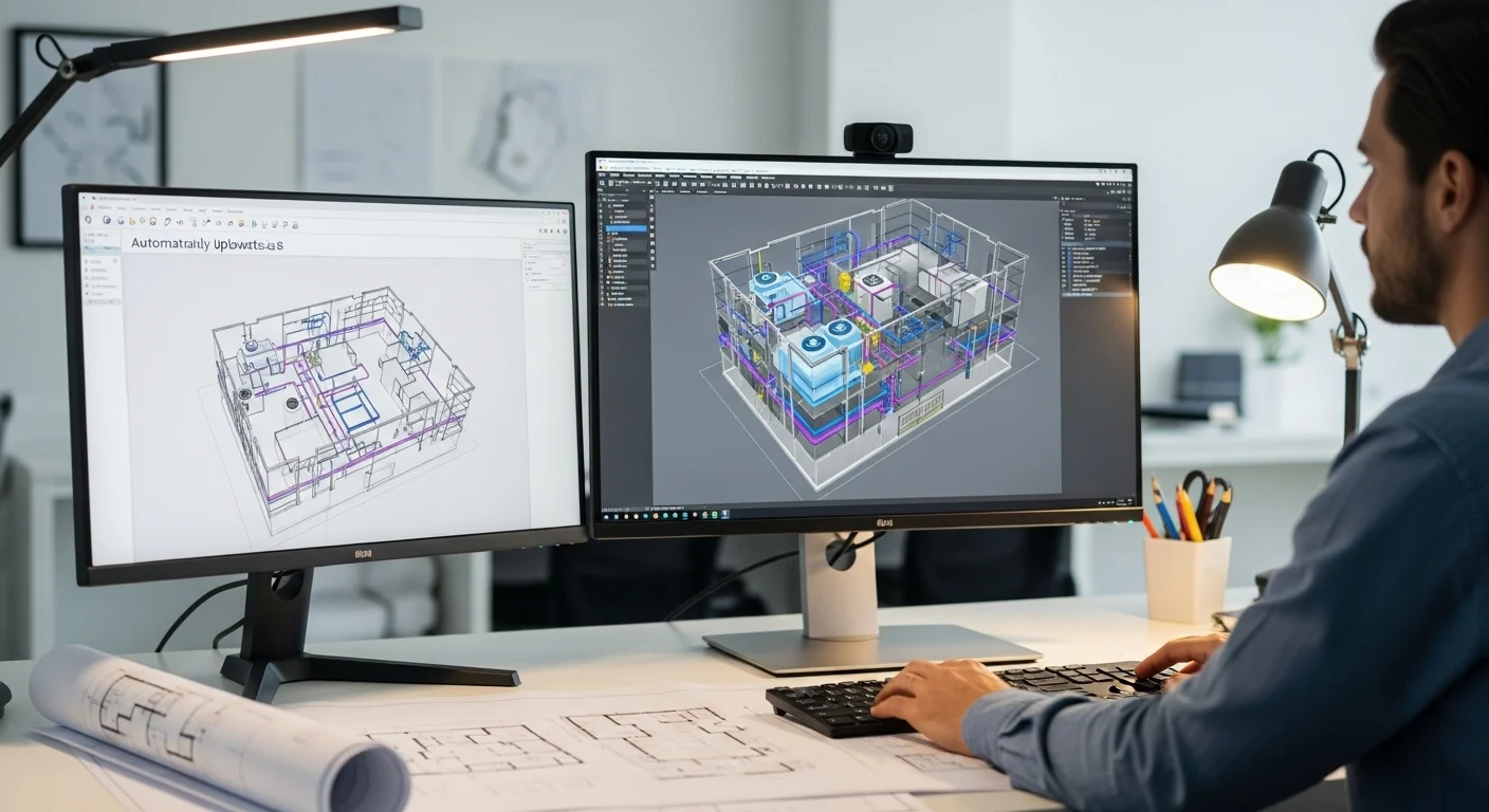 BIM technológiával dolgozó építész módosítja a végleges tervrajzot 3D modellben, automatikusan frissülő alaprajzokkal