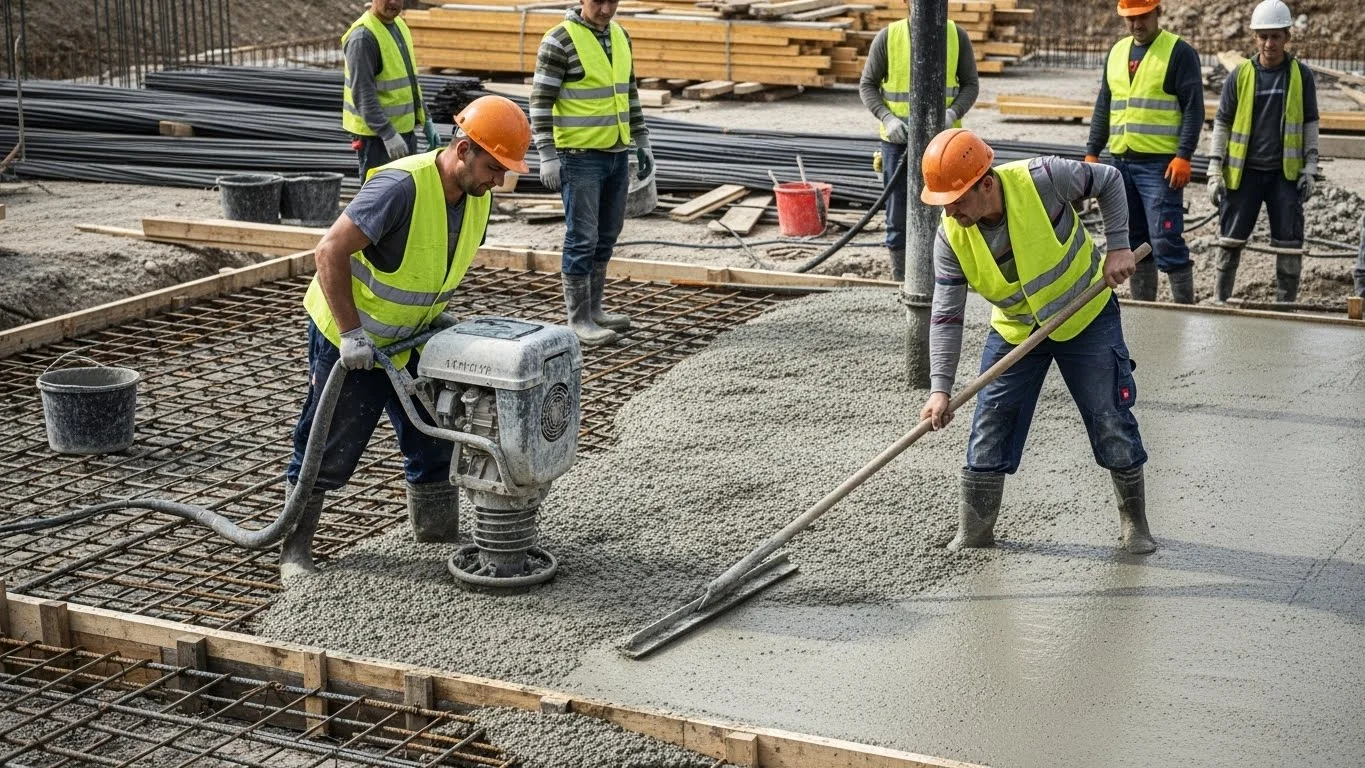 lemezalap betonozás vibrátor használatával